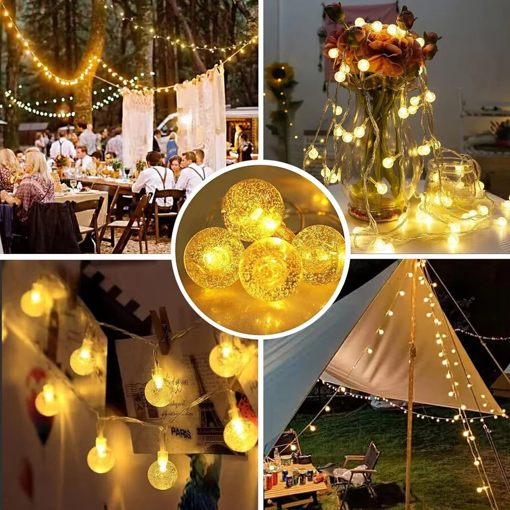 CrystalGlow 14-LED Bubble Ball String Lights