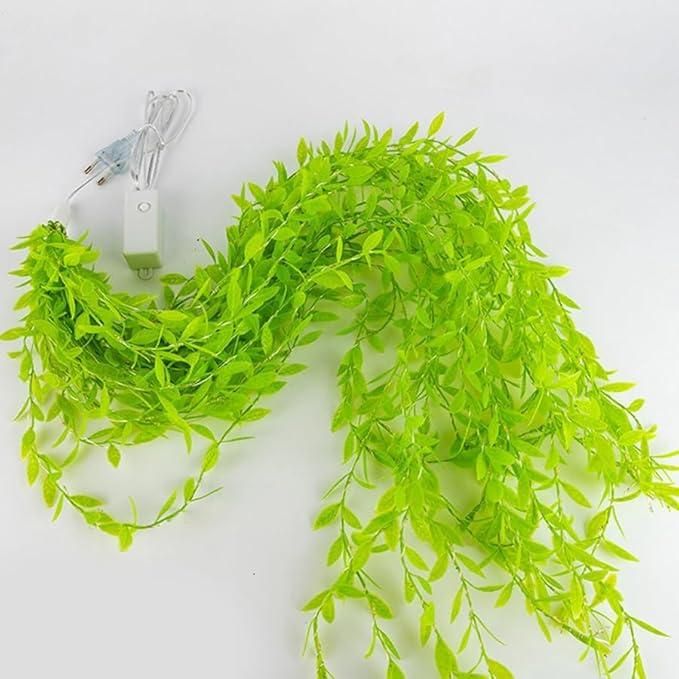 NatureVibe Green Leaf LED Curtain Lights