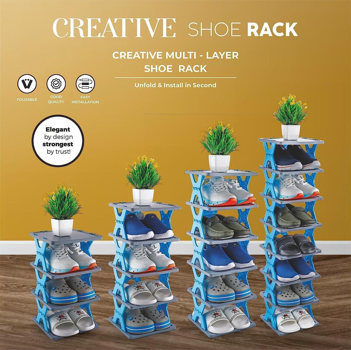 SpaceSaver Shoe Rack – Foldable 4-Tier Organizer