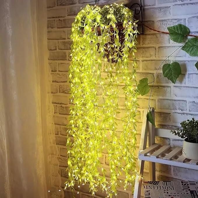 NatureVibe Green Leaf LED Curtain Lights