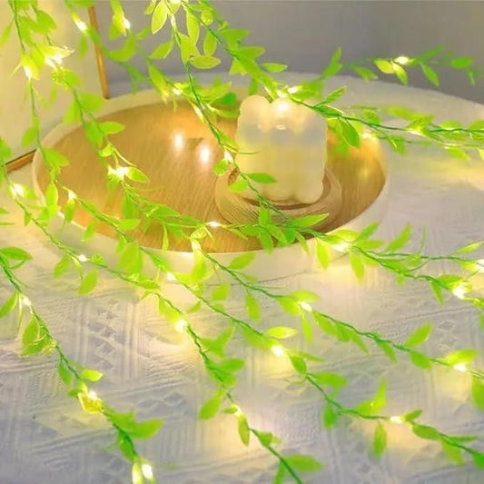 NatureVibe Green Leaf LED Curtain Lights