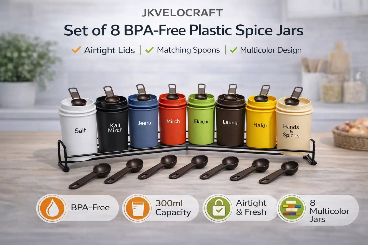 Premium 8-Piece Multicolor Spice Jar Set 🌈🌶️